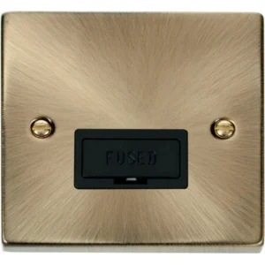 Click Scolmore Victorian Antique Brass Black Insert 13A Fused Connection Unit