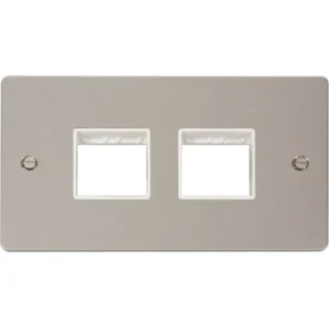 Click Scolmore Front Plate 2 Gang 4 Aperture 2X2 Pearl Nickel White Insert