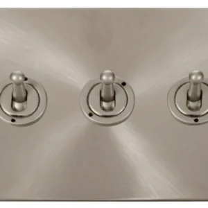 Click Scolmore Toggle Switch 3 Gang 2 Way 10A Brushed Stainless
