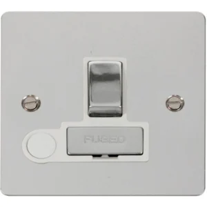 Click Scolmore Connection Unit Switched Flex Outlet 13A Polished Chrome White Insert