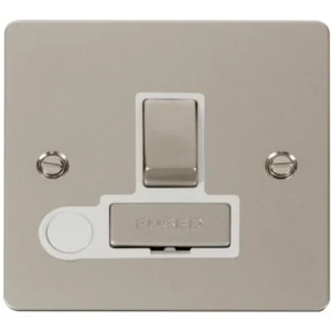 Click Scolmore Connection Unit Switched Flex Outlet 13A Pearl Nickel White Insert
