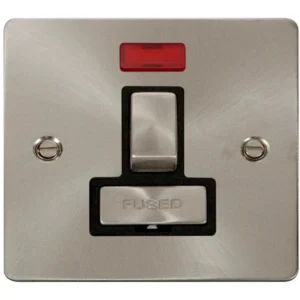 Click Scolmore Connection Unit Switched Fused&Neon 13A Brushed Stainless Black Insert