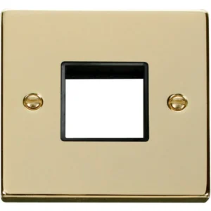 Click Scolmore Victorian Polished Brass Black Insert 1 Gang MiniGrid Unfurnished Plate 2 Apertures