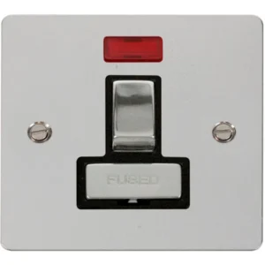 Click Scolmore Connection Unit Switched Fused&Neon 13A Polished Chrome Black Insert