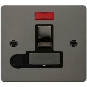 Click Scolmore Connection Unit Switched Flex Outlet&Neon 13A Black Nickel Black Insert