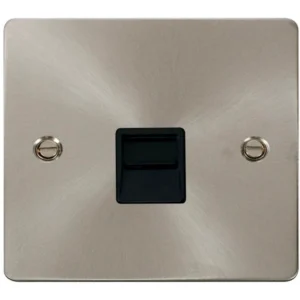 Click Scolmore Socket Tel Master Single Brushed Stainless Black Insert