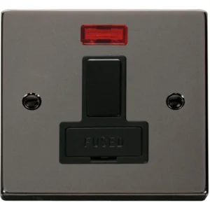 Click Scolmore Connection Unit Switched Fused&Neon 13A Black Nickel Black Insert Victor