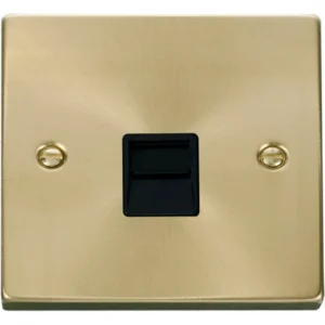 Click Scolmore Socket Tel Secondary Single Sat Brass Black Insert Victorian