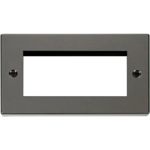 Click Scolmore 2 Gang Victorian Black Nickel Black Gasket Unfurnished Plate 4 Apertures
