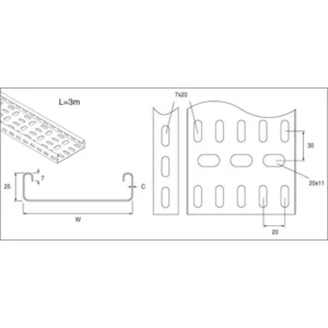 Unistrut B Cable Tray Medium Duty 75mm Pregalvanised Steel Length 3m