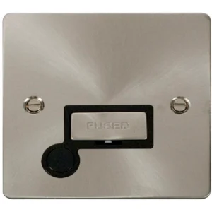 Click Scolmore Connection Unit Flex Outlet 13A Brushed Stainless Black Insert