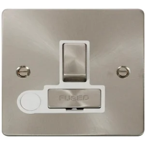 Click Scolmore Connection Unit Switched Flex Outlet 13A Brushed Stainless White Insert