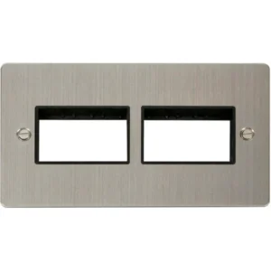 Click Scolmore Front Plate 2 Gang 6 Aperture 2X3 Stainless Steel Black Insert