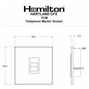 Hamilton Socket 1 Gang Tel Master 86X86mm Antique Brass Black Insert