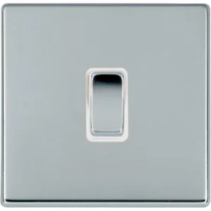 Hamilton Switch Rocker 1 Gang 2 Way 10A 86X86mm Bright Chrome White Insert