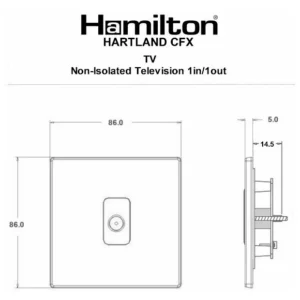 Hamilton Socket 1 Gang Tv Coax 86X86mm Antique Brass Black Insert