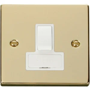 Click Scolmore Connection Unit Switched Fused 13A Polished Brass White Insert Victorian