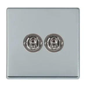 Hamilton Switch Dolly 2 Gang 2 Way 20A 86X86mm Bright Chrome