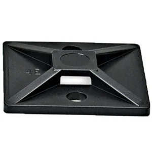 Newlec Cable Tie Mounting Base Self Adhesive 4 Way 28mm x 28mm Black [Pack=100]