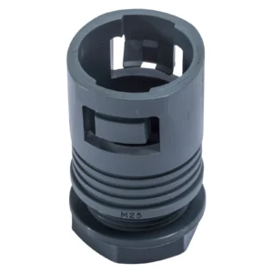 Newlec 25mm Conduit Flexible Gland Push Fit Straight IP54 PVC Grey C/W Locknut [Pack=10]
