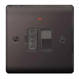 Newlec Connection Unit Switched Decorative Raised Edge 13A Black Nickel with LED
