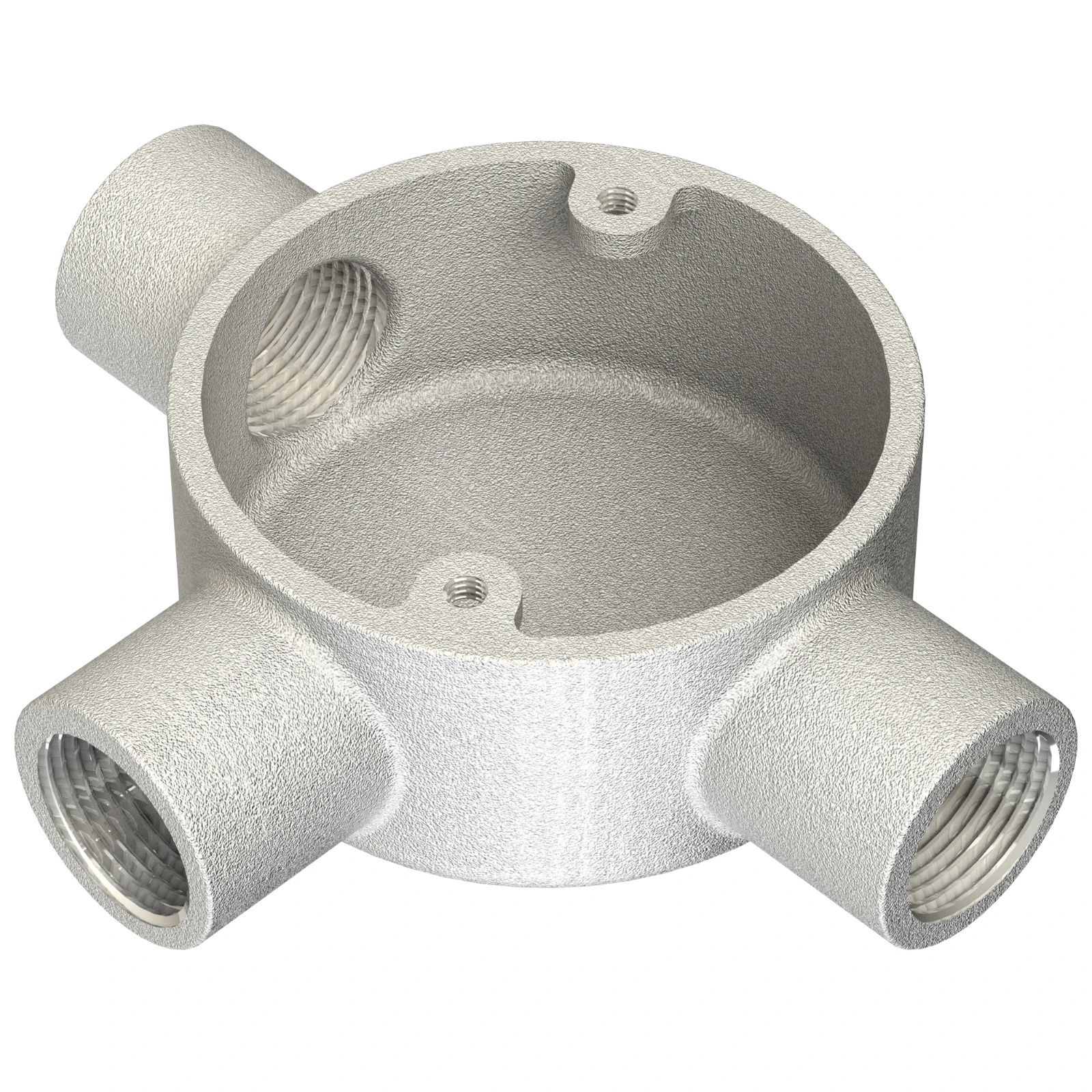 Newlec 20mm Steel Conduit Equal Tee Box 3-Way Malleable - Galvanised Steel - Image 2