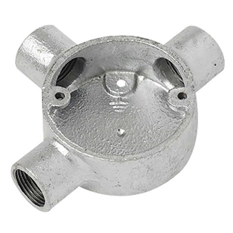 Newlec 20mm Steel Conduit Equal Tee Box 3-Way Malleable - Galvanised Steel - Image 3
