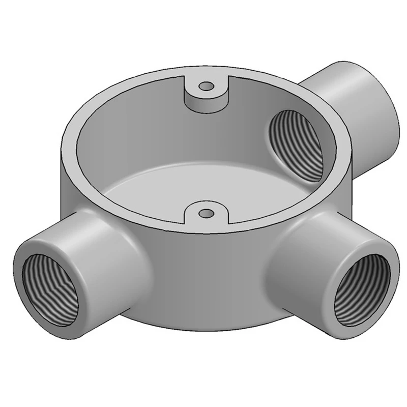 Newlec 20mm Steel Conduit Equal Tee Box 3-Way Malleable - Galvanised Steel - Image 4