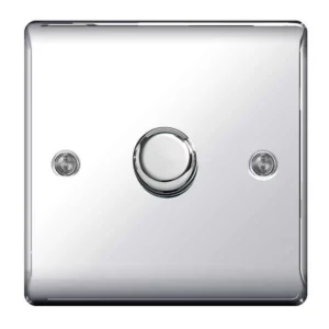 BG Polished Chrome 1 Gang 2 Way 400W Dimmer Switch Push Type