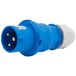 Newlec Industrial Power Plug Male Screwless 2P+E 32A 230V IP44 Blue