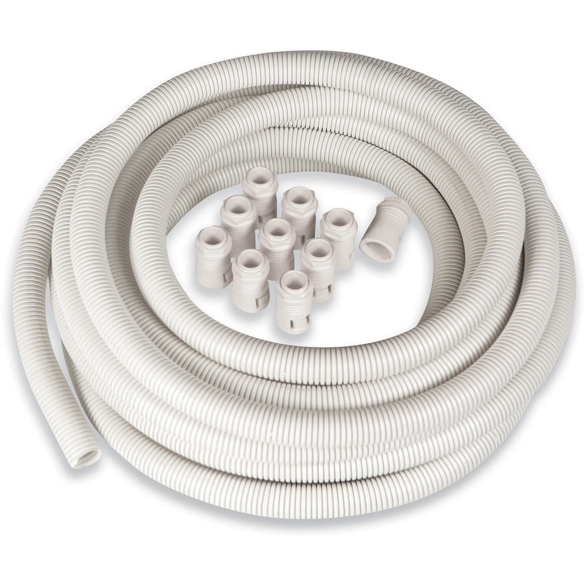 Newlec 20mm Flexible Conduit Kit 10m PVC White C/W Straight Glands+Locknuts (KIT) - Image 2
