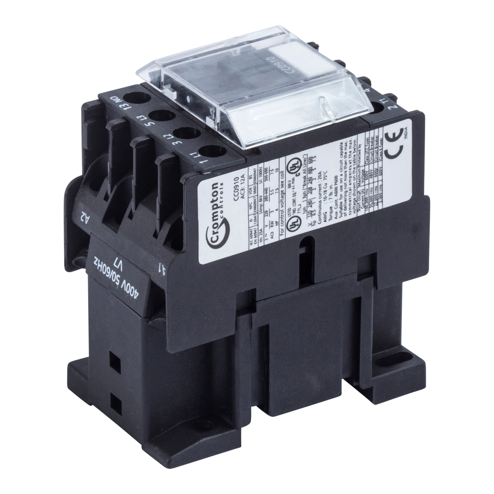 Newlec Contactor 3 Pole 1 Normally Open AC3 Rating 9A 400V AC Black - Image 2