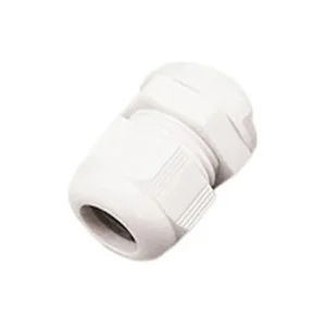 Newlec Dome Top Stuffing Gland 20mm IP68 Nylon White for 10-14mm Dia Cables C/W Locknut [Pack=10]
