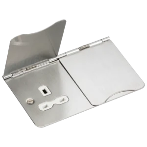 Knightsbridge MLA 13A 2G unswitched floor socket - brushed chrome with white insert