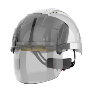 JSP Eurovia Safety White/Smoke Vented Evo Vistashield Safety Helmet With Integrated Faceshield