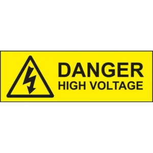 Easyfix Warning Label 'DANGER HIGH VOLTAGE' Self Adhesive 75 x 25mm Vinyl (Pack=10)