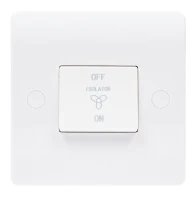 Newlec White Slimline Curved 10Ax Fan Isolator Switch