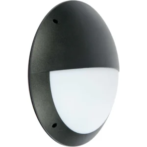 KSR Lighting Bulkhead IP66 Eyelid Microwave Sensor 12W Black Polycarbonate 4000K 500Lm L