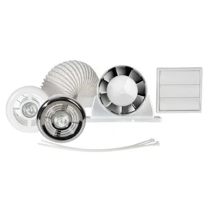 Airflow Shower Fan Kit Aura In-Line Light 100mm