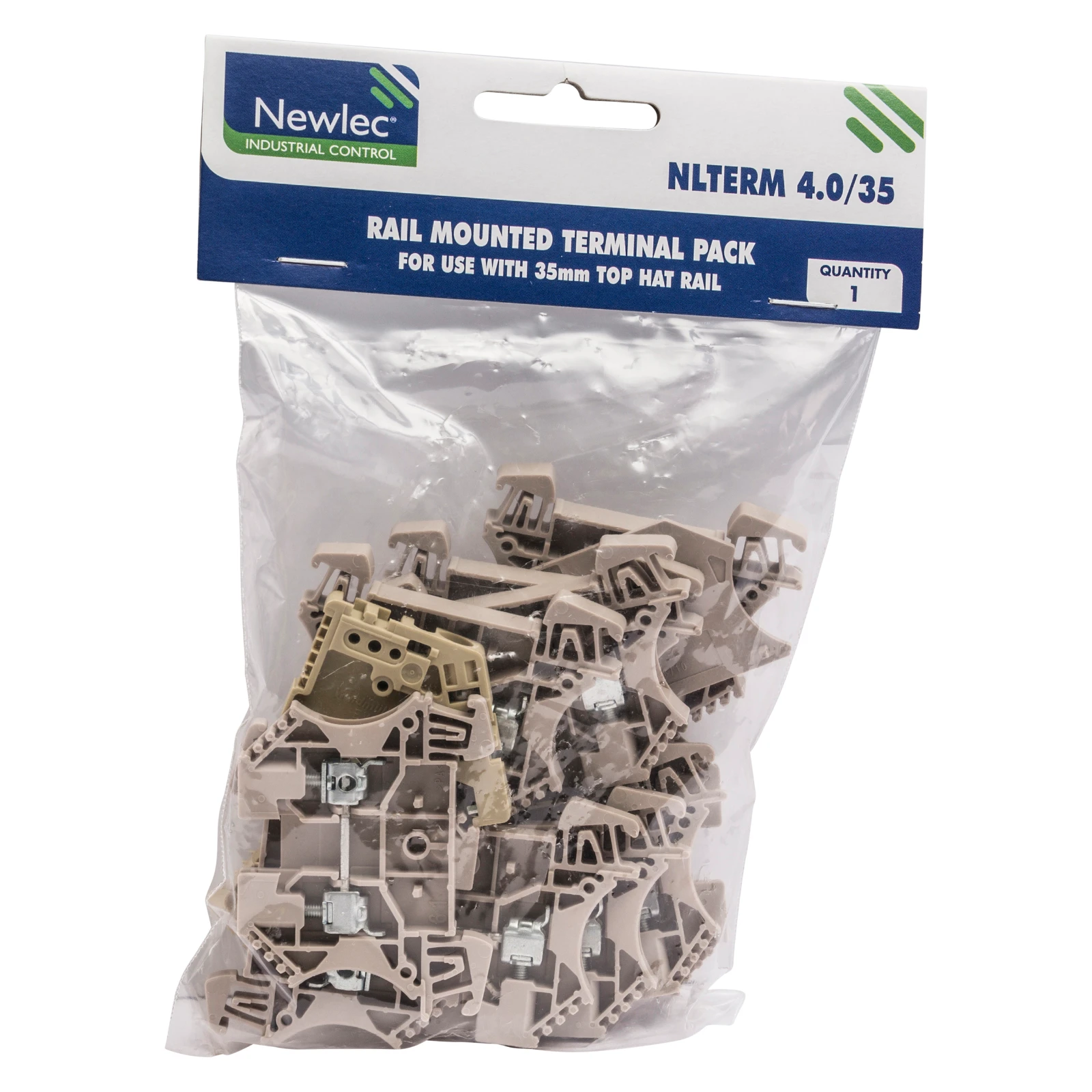 Newlec Terminal Pack 4.0mm² Plus 2 x Stops+1 x End Plate Beige for Din Rail Mounting - Image 2