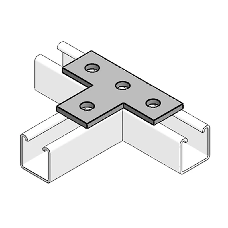 Newlec Channel Support Bracket Flat Tee 4 Hole Hot Dipped Galvanised - Image 3