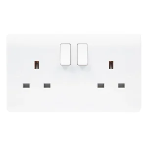 Newlec Slimline Curved 13A 2 Gang Single Pole Double Switch Socket
