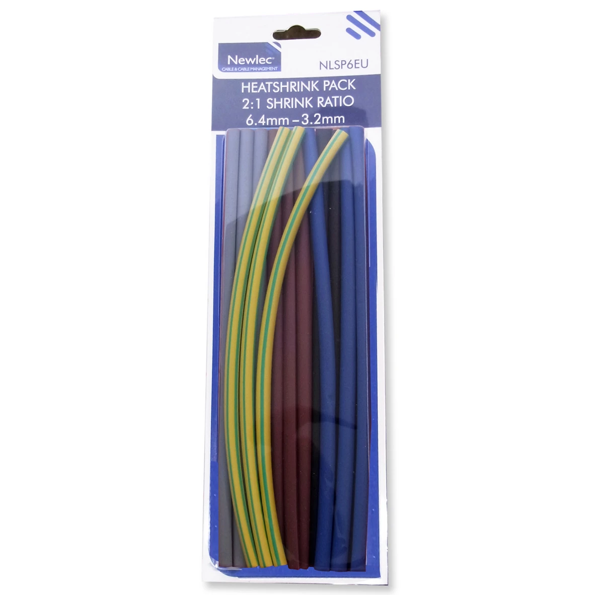 Newlec Heatshrink Sleeving Multi Colour Pack 6.4mm Dia 2:1 Ratio Black, Blue, Grey, Brown Green/Yellow - Image 3