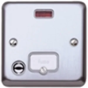 MK Electric 13A 1 Gang Unswitched Connection Unit with Neon and Flex Outlet Brushed Stainless Steel
