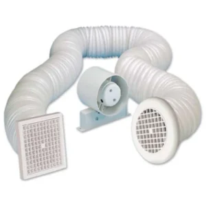 Manrose Kit Fan Inline Timer 150mm 6In Ducting And Grilles