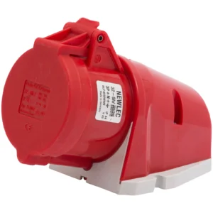 Newlec Industrial Power Socket Surface Wall 3P+N+E 32A 415V IP44 Red