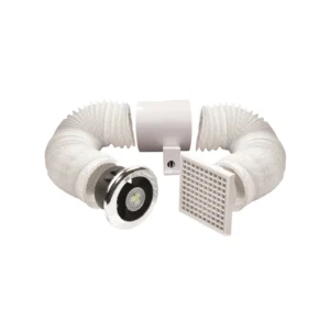 Newlec Shower Fan/Ducting+LED Light Kit 100mm with Timer