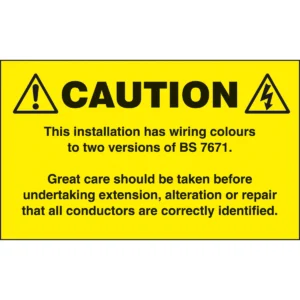 Easyfix Caution Label 'Mixed Wiring Colour' Self Adhesive 100 x 60mm Vinyl (Pack=50)