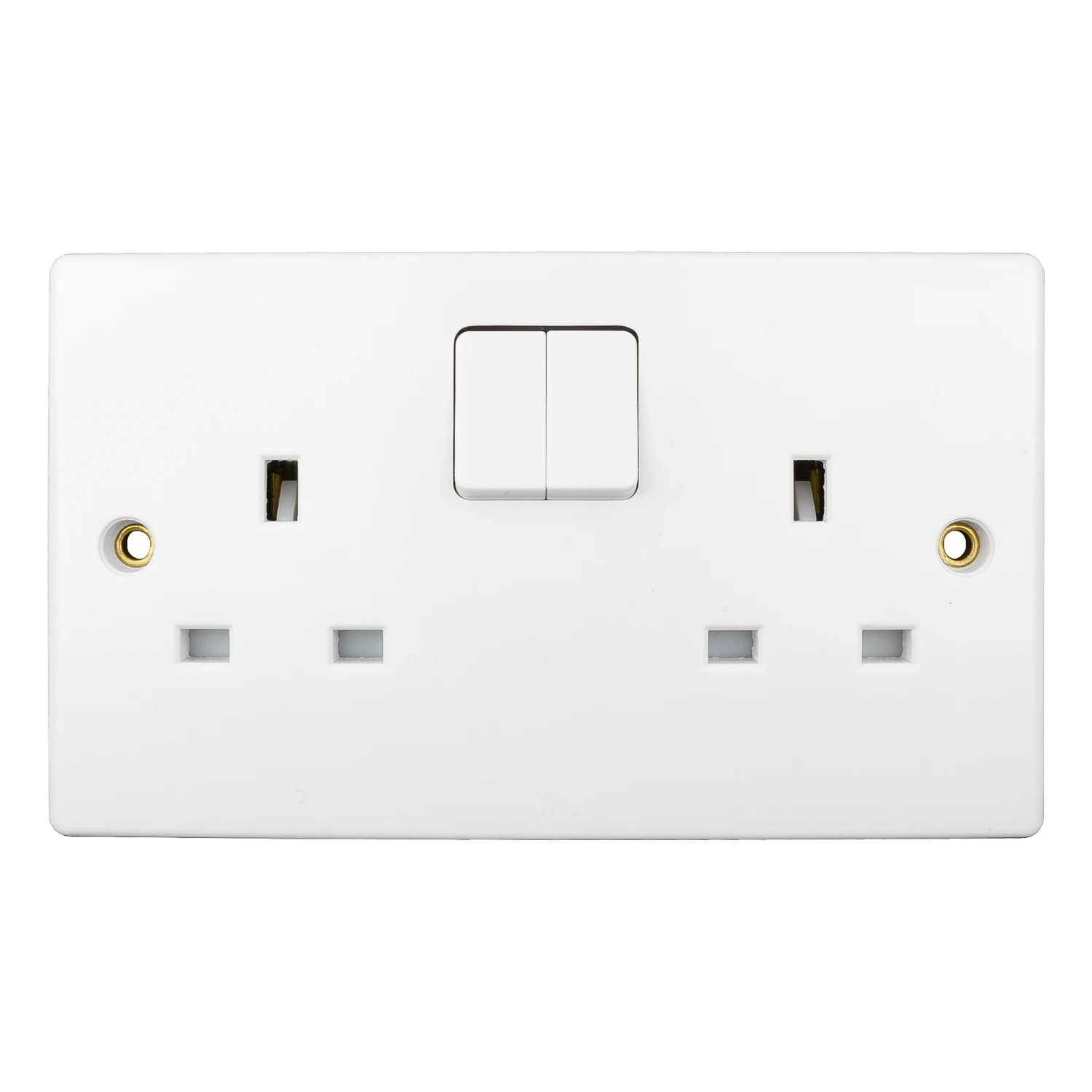 Schneider Electric Socket 2 Gang Switched SP 13A Slimline Curved Edge White