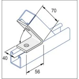 Unistrut Bracket 45° 2 Hole 40X64X77mm Steel Hot Dipped Galvanised